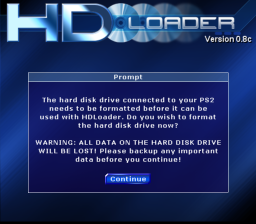 Click continue to format drive.